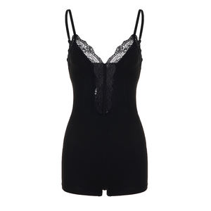 Body Sexy para Mujer con Encaje Negro, Escote en V, Tirantes Finos, Sin Mangas, Ajustado, Espalda Descubierta, para Fiesta o Club - Product Image 5