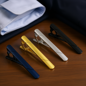 D0100XF0IB2 - Clip de Corbata de Acero Inoxidable para Hombre, Dorado, Plateado, Azul, Sólido, Chapado, Accesorio para Corbata - Product Image 2