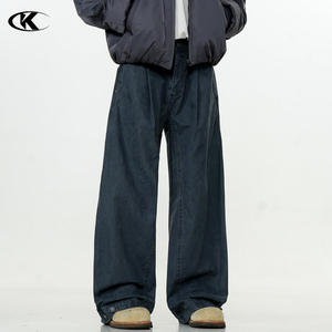 11Kn stile americano Scimitar pantaloni Cargo da uomo donna Vintage larghi snellenti Casual semplice alla moda in cotone Spandex Mid boscaiolo - Product Image 2