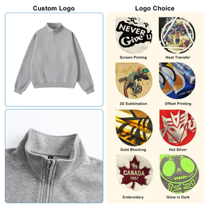Sudadera Casual de Estilo Urbano con Media Cremallera, Holgada, para Otoño, de Manga Larga, Tejido de Punto, con Capucha - Product Image 1