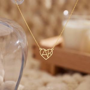 Mode personnalisé nom première lettre en acier inoxydable amour pendentif collier personnalisé plaqué or collier cadeau d'anniversaire de noël - Product Image 4