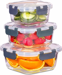 Ensemble de 16 récipients de conservation alimentaire en verre côtelé de haute qualité avec couvercle à fermeture à pression, nouveau design pour les fêtes ou les entreprises - Product Image 4