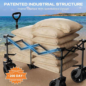 Carrello Pieghevole Multiuso per Spiaggia, <span class=keywords><strong>Campeggio</strong></span> e Giardino, Passeggino per Bambini con Freno - Product Image 3