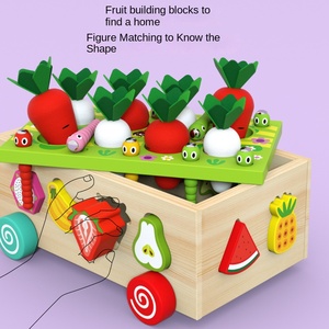 Jouets éducatifs pour <span class=keywords><strong>enfants</strong></span> Ferme de verger Jeu de correspondance de formes de radis en bois Intelligence pour bébé 0-6 mois Animal - Product Image 4