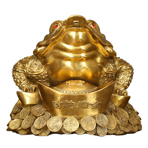 <b>Brass</b> Three <b>Legged</b> Toad Figurine Golden Fortune Decoration Tabletop Animal Sculpture Chinese New Year Gift - Product Image 3