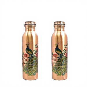 ขวดทองแดงพรีเมียมพร้อมแก้วลายพิมพ์นกยูง ดีไซน์สำหรับไลฟ์สไตล์แอคทีฟ ราคาส่งออกขายส่งจำนวนมาก - Product Image 1