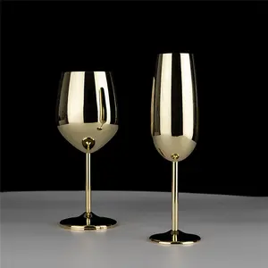 Kustom Kualitas Tinggi 200Ml Tembaga Cermin Emas Perlengkapan Minum Piala Stainless Steel Cocktail Gloss Gelas Anggur Logam Sampanye Flute