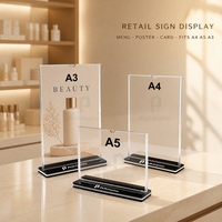 Support d'affichage en acrylique double face, porte-menu de table, support de carte de menu avec base en T pour restaurant, commerce de détail, café, compatible avec A6, A5, A4, A3