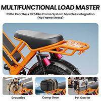 Vélo électrique tout-terrain 20 pouces avec pneus larges, moteur arrière 250W, batterie lithium 48V intégrée, entrepôt US