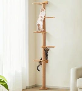 5-Tier gatto albero di legno Sisal soffitto del pavimento del gatto torre a parete gatto graffiante Post selvaggio simulazione mensole a muro - Product Image 6
