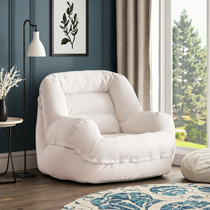 Poltrona Moderna Imbottita Sottovuoto, Sedia Singola con Schienale, Divano Pigro in Tessuto, Pouf per Soggiorno - Product Image 1