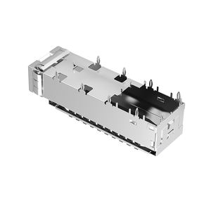 U77-E16E8-2001 Amphenol Compatible à travers le trou <span class=keywords><strong>1</strong></span> Port Press-Fit SFP + Cage avec dissipateur de chaleur - Product Image 3