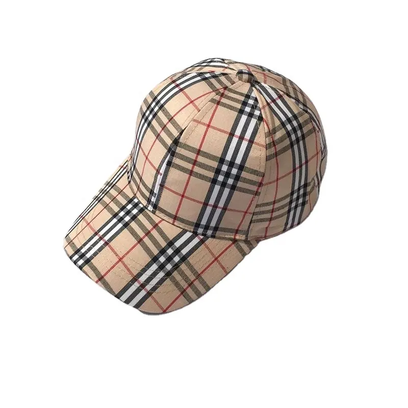 Unisex Classic Checked Breathable Cotton Baseball Caps Fashion Summer Women Men Sun Protection Plaid Peaked Hat