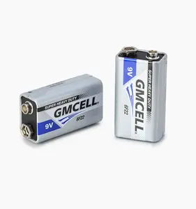 Bateria de zinco de carbono dupla LED 9V retangular GMCELL Super Heavy Duty 6F22 300mins