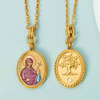 Pendentif en acier inoxydable plaqué or 18 carats avec icône orthodoxe Sainte Lucie, médailles personnalisées pour la protection de la vision et la spiritualité, vente en gros