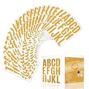 2 Inches 318 Pcs DIY Gold Foil Font Alphabet Letter Stickers Capital Vinyl Waterproof Numbers Self-Adhesive For Mailbox Signs