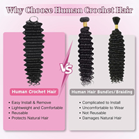 Rambut Manusia Vietnam 100% Virgin Berkualitas Tinggi Grade 12A Keriting Dalam # Ekstensi Rambut Crochet Hitam Alami 1B