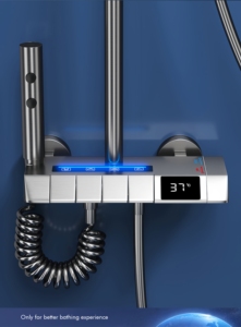 Sistema de ducha fría y caliente, juego de ducha Digital LED para baño, montaje en pared, <span class=keywords><strong>grifo</strong></span> de baño termostático inteligente, cabezal cuadrado, <span class=keywords><strong>grifo</strong></span> de lluvia para SPA - Product Image 5