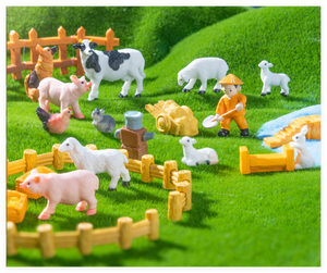 Resina sfusa maiale di mucca coniglio cane di pecora di pollo di plastica piccolo giocattolo Pvc animali da fattoria bambini educazione precoce collezione prescolare - Product Image 5