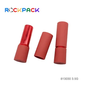 Tubo vacío de plástico mate para lápiz labial, forma redonda, color Rojo