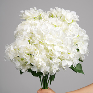 Fleurs d'hortensia artificielles blanc laiteux, plante entière, pétales en PVC, décorations ornementales - Product Image 4