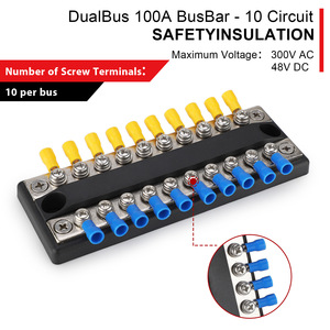 100A 48V DC Dual Bus Power Distribution Block Bloque <span class=keywords><strong>de</strong></span> terminales <span class=keywords><strong>de</strong></span> barra colectora <span class=keywords><strong>de</strong></span> alta potencia para sistemas <span class=keywords><strong>de</strong></span> energía solar <span class=keywords><strong>de</strong></span> coche RV barco - Product Image 3