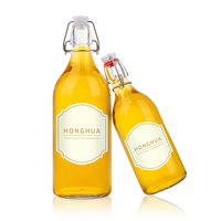 Bouteille de fermentation en verre à bouchon rabattable de 1 litre pour la fabrication artisanale de soda, bière, kombucha et jus – Vente en gros
