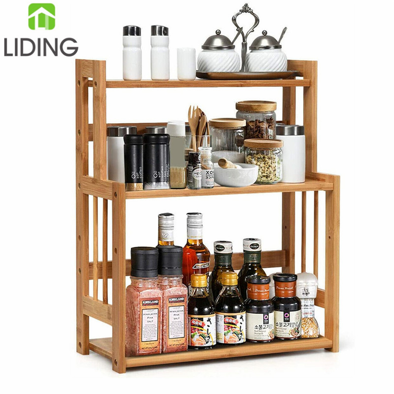 Бамбуковая кухонная стойка для специй, органайзер, полка для хранения