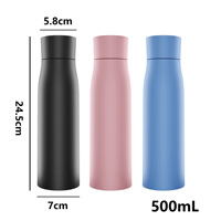 Vaso Térmico con Logotipo, Negro, 400ml 500ml 750ml, Botella de Agua Inteligente de Acero Inoxidable con Autolimpieza UV