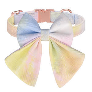 <span class=keywords><strong>Collar</strong></span> para mascotas con pajarita desmontable, <span class=keywords><strong>collar</strong></span> de perro de algodón puro grabable antipérdida con correa antitirones para perros - Product Image 1