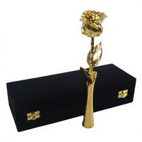 Rose artisanale de luxe plaquée or 24 carats, longue durée, respectueuse de l'environnement, cadeau pour la Saint-Valentin, boîte en satin noir
