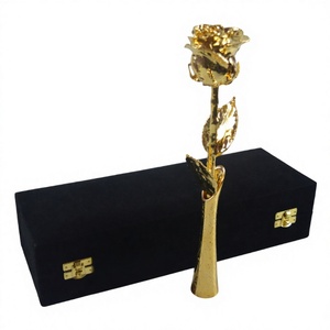 Rose artisanale de luxe plaquée or 24 carats, longue durée, respectueuse de l'environnement, cadeau pour la Saint-Valentin, boîte en satin noir - Product Image 5