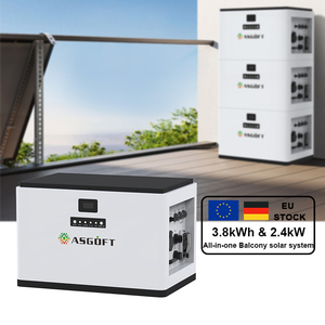 Batería de Litio-Ferrofosfato (LiFePO4) de 3.8kWh y 2.4kW, Grado A, IP65, Impermeable, Inteligente, Todo en Uno, Apilable, para Energía Solar en Balcón y Hogar, Disponible en la UE - Product Image 1