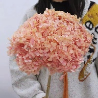 2022 Grosir Hydrangea Sentuhan Nyata Buket Bunga Kepala Hortensias Semak Ungu Kering Diawetkan Hydrangea