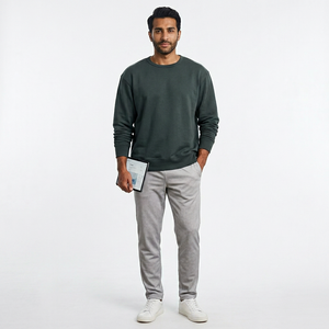 Pull en maille délavée pour homme, coton lourd, col rond, effet déchiré, streetwear, pull - Product Image 3