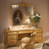 Ensemble de chambre à coucher en bois massif de luxe royal d'Italie, meubles, lit King Size classique et matelas