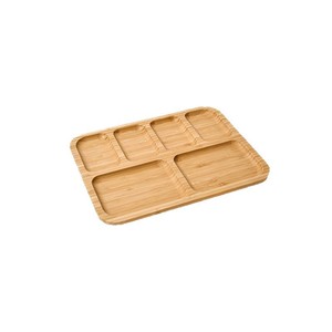 ถาดไม้ไผ่แบ่งช่องพร้อมฝาอะคริลิกสำหรับเสิร์ฟขนมหวาน ขนมอบ และซูชิ - Product Image 4