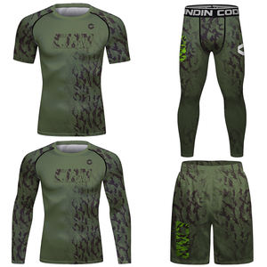 Diseño de alta elasticidad Cody Poliéster Spandex Rash Guard Set <span class=keywords><strong>Muay</strong></span> <span class=keywords><strong>Thai</strong></span> Camisa de compresión ajustada Ropa deportiva para hombres - Product Image 1