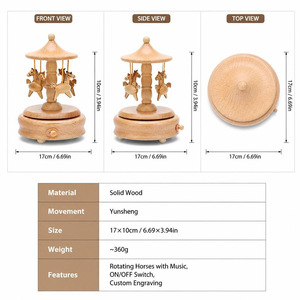 Caja Musical de Madera Hecha a Mano con Diseño de Balancín de Animales, Movimiento Yunsheng Sankyo, 18 Notas, Grabado de Logotipo Personalizado, Decoración Moderna para el Hogar, Juguete al por Mayor - Product Image 2