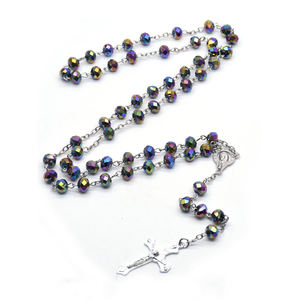 Collar de Rosario con Cruz de <span class=keywords><strong>Crucifijo</strong></span> Cristiano Católico, Cuentas de Cristal y Cristales de Estrás, <span class=keywords><strong>para</strong></span> Boda, Unisex - Product Image 1