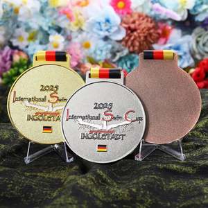 Médailles sportives personnalisées, 3 couleurs, Allemagne, médailles de natation internationales, médailles en alliage de zinc, médailles de récompense avec ruban pour le cou - Product Image 2