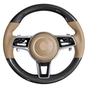 Volante de cuero de fibra de carbono personalizado para Porsche Panamera Cayenne Macan 718 911 918 Taycan Boxster Cayman 991 modelos - Product Image 4
