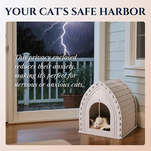 Maison pour animaux de compagnie pliable écologique personnalisable, maison pour chat en feutre empilable, jouet suspendu, amovible, lavable, en matériau RPET pour l'intérieur - Product Image 4