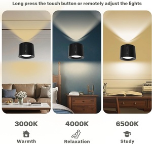 Foco LED para interiores, fuente de <span class=keywords><strong>luz</strong></span> recargable de doble cara, foco de arte inalámbrico, <span class=keywords><strong>temporizador</strong></span>, remoto, lámpara de pared magnética de 360 ° - Product Image 3