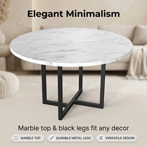Tavolino da Caffè Nordico dal Design Moderno e Semplice per Piccoli Appartamenti, Tavolino da Tè con Combinazione di Colori Marmorizzati, Tavolino da Caffè in Metallo Resistente - Product Image 4