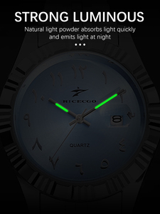 Montre à <span class=keywords><strong>quartz</strong></span> pour homme en acier inoxydable, simple, haut de gamme, tendance, avec calendrier en verre, pour l'extérieur - Product Image 4