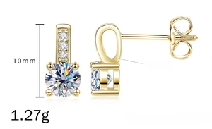 Pendientes minimalistas de moissanita con corte redondo de 1 quilate VVS GRA, cadena de oro de 14k, joyería permanente a granel para uso diario. - Product Image 6