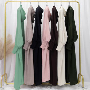 イスラム教徒のアバヤ女性用ジルバブドレスHijabパーカービンテージ袖ソリッドカラー - Product Image 2