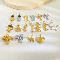 Pendentifs et breloques en acier inoxydable plaqué or PVD 18K, motifs ours, chien, bouteille, harpe, trophée, astronaute, animaux mignons et ludiques, DYO, vente en gros