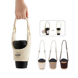 Sac fourre-tout personnalisé en polaire Teddy pour bouteille d'eau, tasse à café ou boisson – Vente directe usine – Idéal comme cadeau promotionnel - Product Image 1